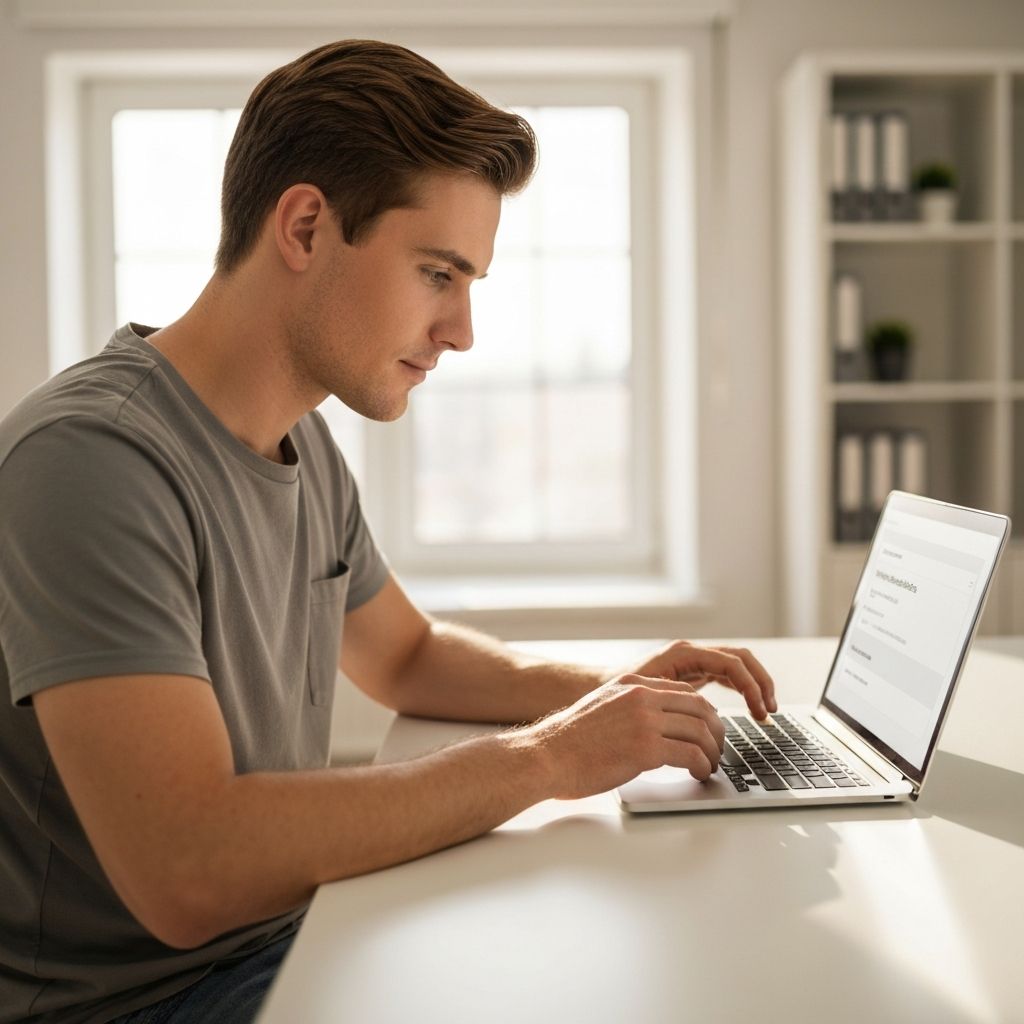 Person posting a job on a laptop